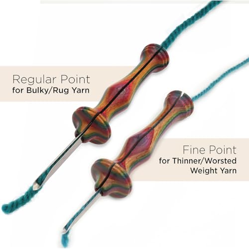 Image of The Oxford Punch Needle #10 (1 /4 inch Loop) Fine Point Punch Needle | Patented Design | Ergonomic Colorful Symfonie Wood Handle | Electropolished Steel Tip | Ideal for Rug Hooking
