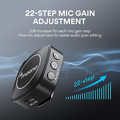 Image of MAONO Compact Wireless Lavalier Microphone, 2.4GHz Dual Lapel Mics with Real-time Monitoring, Gain Adjustment and Mute for Interview, Vlogging, Live Streaming, Phone, Camera (WM820 A2)