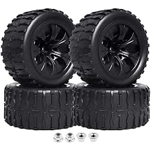 Hobbypark 12mm Hex 1/10 RC Truck Wheels and Tires Set for Traxxas Rustler 2wd 4x4 VXL Redcat Volcano EPX Blackout XTE Pro fit 2s 3s 4s Brushless Power 4-Pack