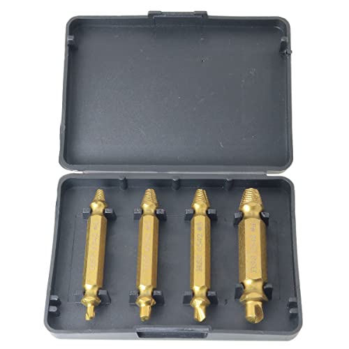 ZCZQC 4pcs Screw Extractor Tool In A Box Golden Damaged Screw Extractor Drill Stripped Screw Extractor Remover Set Woodworking Tools