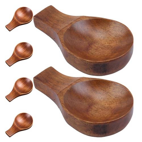 Generico Set 6 Piatti Giapponesi in Legno con Manico per Salsa e Condimenti, Ciotole per Immersione con Poggia Bacchette Integrato, per Uso Domestico, Feste e Ristoranti, Riutilizzabile