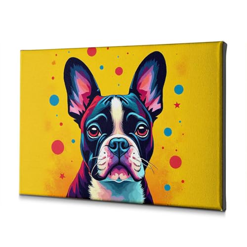 Toile Boston Terrier fond éclatant déco murale anti-murs vides