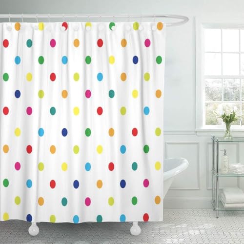 Cortina de ducha arcoíris de tela para baños modernos y alegres 3