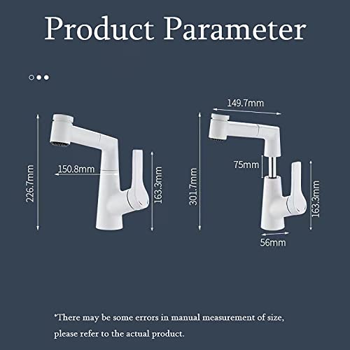 Robinet de lavabo avec pulvérisateur extractible et mitigeur rotatif en laiton de salle de bain - 6