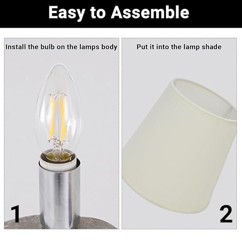 2 Pcs Lamp Shade, 6" E14 Screw Fabric Light Shade, Candle Lampshades, Tapered Drum Light Shade for Table Lamps Floor Lamps Chandeliers Wall Lamps,11.2 x 15.2 x 14 cm - Image 4