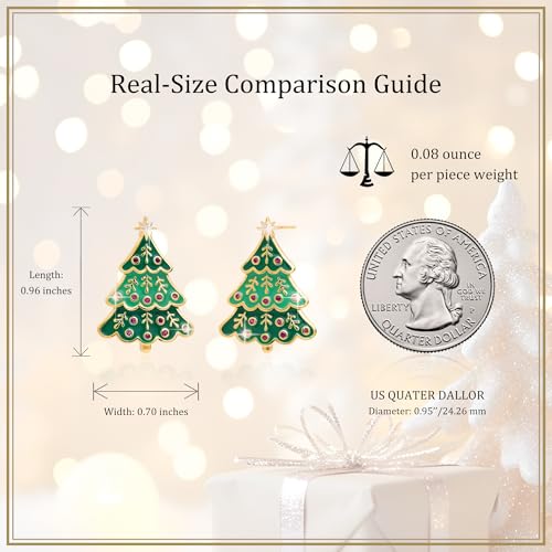 Sonateomber Christmas Tree Stocking Stuffers Stud Earrings for Women, Large Statement Gold Green CZ Rhinestone Enamel Xmas Earings Holiday Outfit Accessories Fashion Jewelry Gift by Sonateomber - Image 4