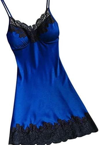 Satin Sleepwear, Women Nightwear Ladies Nightdress Sexy Lingerie with Chest Pads