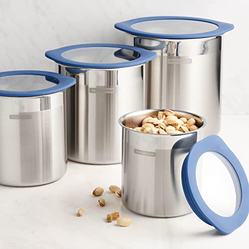 Image of Tramontina 4-Pc Food Storage Containers with Silicone Lids - Blue