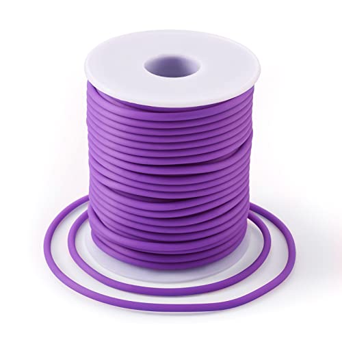 Beadthoven 3mm Hollow Pipe Rubber Tube Cords, 27Yards Barber Cord for Knitting Stitch Holder, Tubing Rubber Cord with Spool for Bracelet Jewelry Making DIY Crafts 1.5mm Hole - Mauve