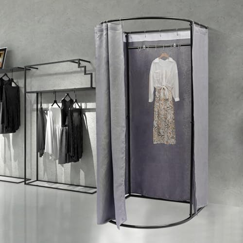 Vestuario independiente de 100x95x200 cm con cortina gris para probador móvil 6