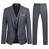Allthemen Anzug Herren Slim Fit 3 Teilig Anzüge Herrenanzug Schwarz Sakko für Hochzeit Business Party Dunkelgrau 3XL