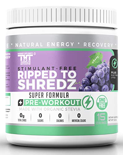Ripped to Shredz Stimulant and Caffeine Free Preworkout for Men and Women with No Creatine | Electrolytes and Organic Stevia for Clean Energy |