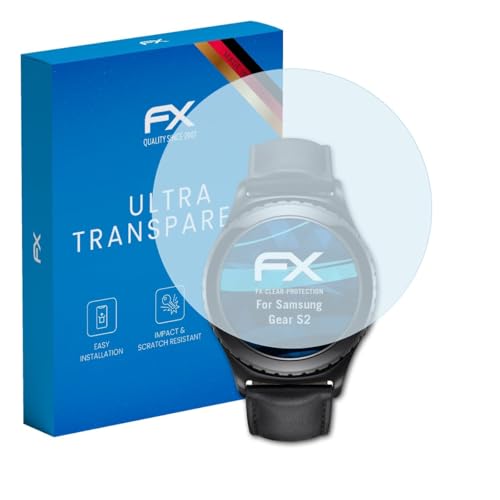 atFoliX Schutzfolie kompatibel mit Samsung Gear S2 Folie, ultraklare FX Bildschirmschutzfolie (3X)