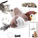 Vibbang Flapping Bird Cat Toy, Flying Bird Cat Toy, Cat Bird Toy, Interactive Cat Toy, Simulated Chirping Bird Cat Toy, with USB Rechargeable, for Cats to Bite, Chew
