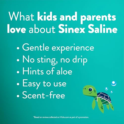 Vicks Sinex, Children's Saline Nasal Spray, Drug Free Ultra Fine Mist with Hint of Aloe, Ages 1+, Fast Everyday Stuffy Nose Relief for Kids, Clear Mucus from a Cold or Allergy, 5 OZ x 2 - image 8