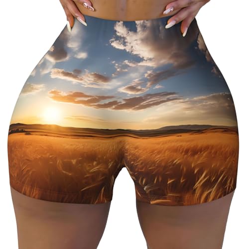 Millet Pattern Sports Shorts, high Elastic Slim Fitness Pants, Suitable for Yoga/Leisure/Daily wear