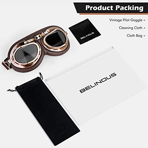 Belinous Vintage Pilot Style Cruiser Scooter Motorcycle Goggles Eyewear For Half Helmet #TOP6
