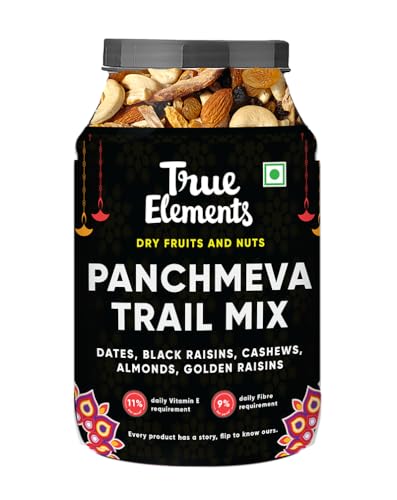 Image of True Elements Panchmeva 1.2kg - Fasting Special Trail Mix | Premium Dry Fruits | 5 Nuts - Almonds, Cashews, Dates, Raisins, Black Currant | Dry Fruits Mix | Healthy Snacks