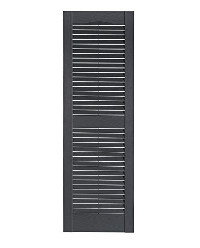 Perfect Shutters Premier Louver Exterior Decorative Shutter, 15" X 59", Dark Gray #TOP12
