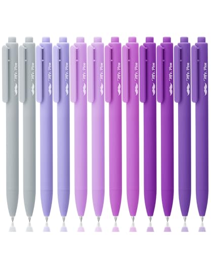 Image of Mr. Pen- Retractable Gel Pens, 12 Pack, Black Ink, Lavender Legacy Barrel | Fine Point 0.5mm, Fast Dry, Smooth Writing, Cute Pens for Drawing, Writing Planner and School Supplies