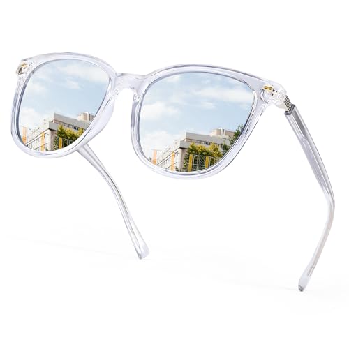 SIPHEW Polarized Womens Oversized Sunglasses - Fashion Mirrored Sunglasses w UV Protection for Women Beach Eyewear