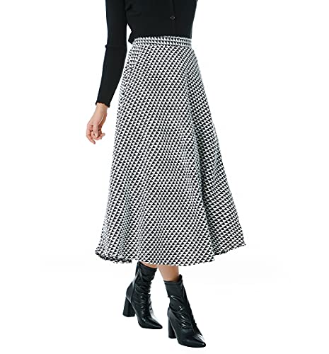 Jupe longue houndstooth chaude taille haute pour rester chic sans grelotter - 4