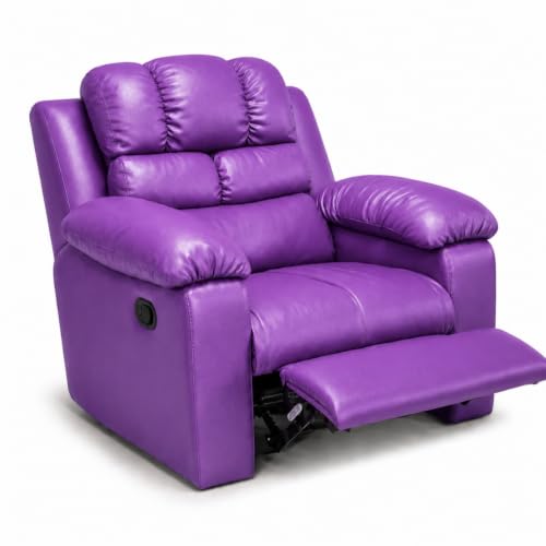 Image of Foire Electric Leather Recliner Chair with Swing & Rock Function | Relaxation Top Leather Reclining Armchair with Padded Headrest & Lumbar Support | Premium Comfort for Home, Office, Lounge, Purple