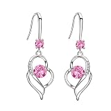 925 Sterling Silver Heart Dangle Drop Earrings for Women Nickel Free Hypoallergenic Trendy Fashion Sparkly Crystal Earrings