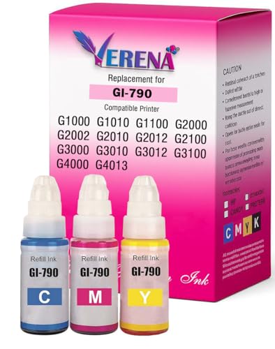 Image of VERENA Refill Ink Compatible for Canon G Series G1000 G1010 G2000 G2002 G2010 G2012 G3000 Printers (Tricolor Pack of 3)