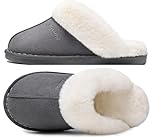 Donpapa Slippers Women Men With Memory Foam Fluffy Winter Ladies Cosy Warm Anti-Slip Plush Fleece Lined House Shoes Indoor Outdoor Dark Grey 5.5-6.5