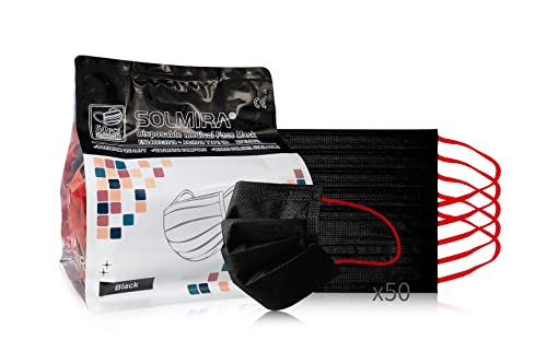 Mascarilla Quirúrgica Desechable Homologada, 50 Unidades, Negra, CE BFE ≥98%, EN 14683:2019+AC:2019 Tipo IIR