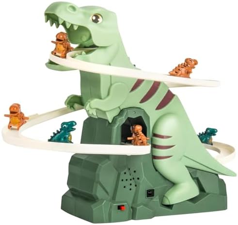 Dinosaur Chasing Race Track, Dinosaur Climbing Slide Music Toy, E...