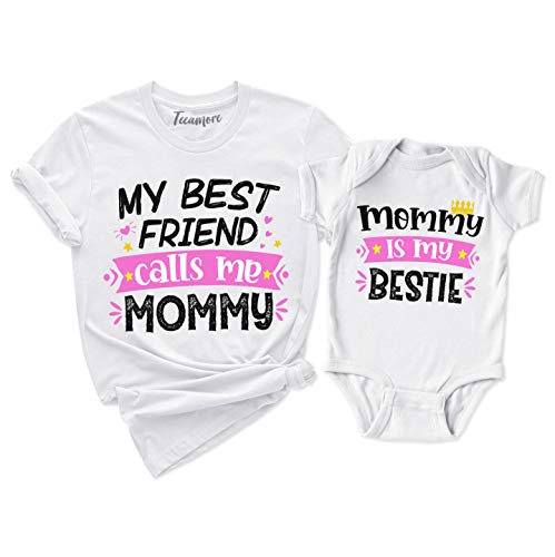 TEEAMORE Mommy is My Bestie My Best Friend Calls Me Mommy Matching Shirt Mom Kids T-Shirt Gift2