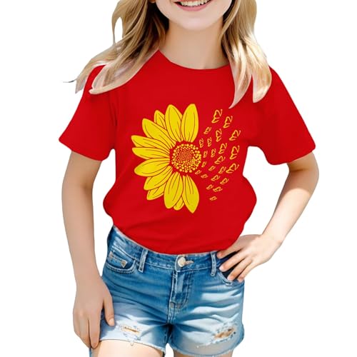Black Crop Tops for Girls 10to12 Flower Graphic Loose Tees Crew Neck Short Sleeve Casual Kids Workout Clothes Size 6