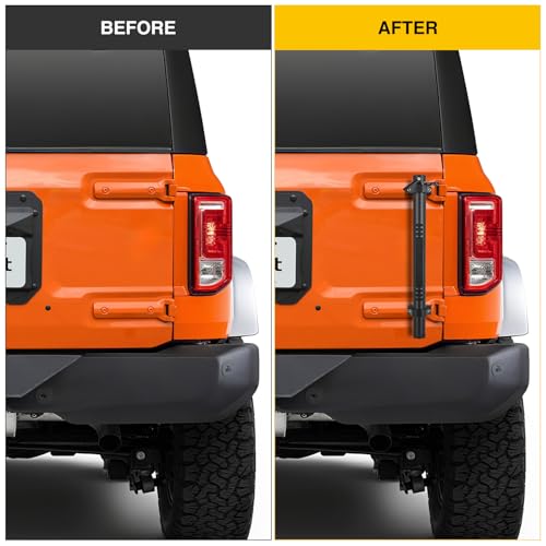 Image of Nilight Tailgate Flagpole w / CB Antenna Mount for Ford Bronco 2021 2022 2023 2024 2025 Heavy Duty Rear Door Flag Holder Bracket for Off-Road Camping, No Drill Installation