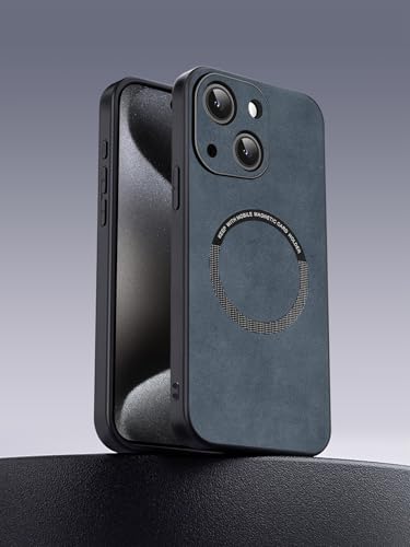 Coque iPhone 15 MagSafe bleu daim étui antichoc et léger