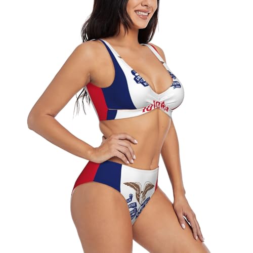 Maillot de bain imprimé drapeau Iowa Cupshe M noir pour vacances d'été