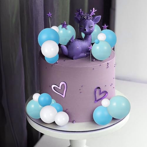 Gyufise 30Pcs Colorful Balls Cake Topper Mini Balloon Cupcake Toppers DIY Foam Ball Cake Insert Decoration for Wedding Baby Shower Birthday Party Decorations Supplies Deep Blue Light Blue White by Gyufise - Image 6