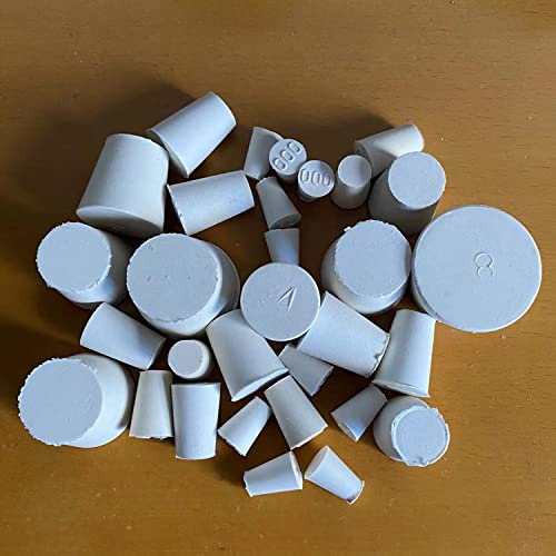 Solid Lab Rubber Stoppers,31-Pack (11 Assorted Sizes White) 000# -8# Rubber Stopper Plug #TOP5