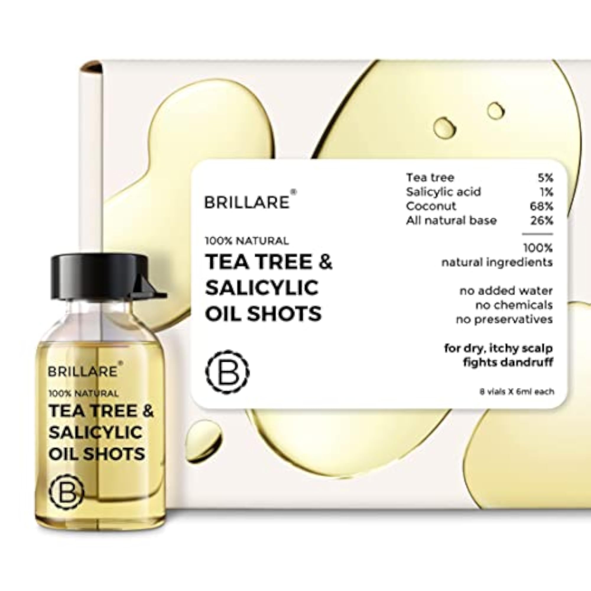 Brillare 5% Tea Tree Hair Oil Shots for Dandruff