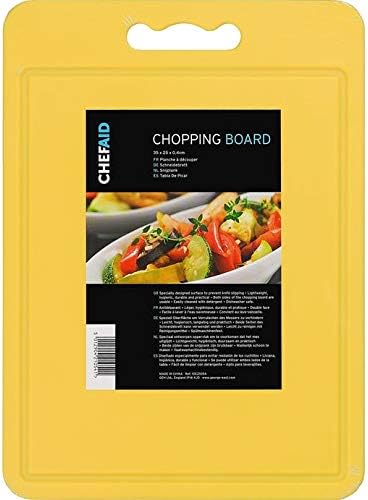 Chef Aid Large Yellow Poly Chopping Board, multipurpose anti-slip surface, easy clean and dishwasher safe with handle, 40 x 30cm , Other colour options available
