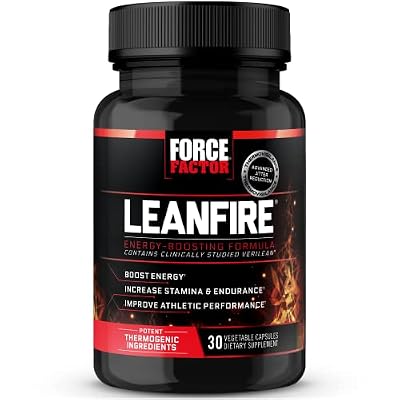Force Factor LeanFire Pre Workout Energy Pills with Green Tea Extract and Caffeine to Increase Energy, Build Lean Muscle, Black, 30 Count (Pack of 1), Package May Vary