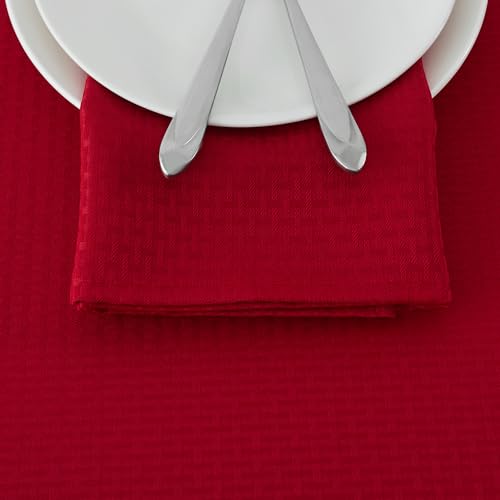 Image of maxmill Jacquard Cloth Napkins 20 x 20 Inch Weaved Texture Pattern Soft Comfortable and Luxury Serviette for Christmas Family Dinners Parties and Banquets Set of 4 Pieces, Red