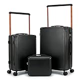 3 Piezas Juego Maletas de Viaje - con Cierre de Combinación y Asa Telescópica de Versión Mejorada, Cabina ABS con Ruedas 360° y Porta-Tazas Práctico, para Viajes Familiares, Vacaciones y Trabajo