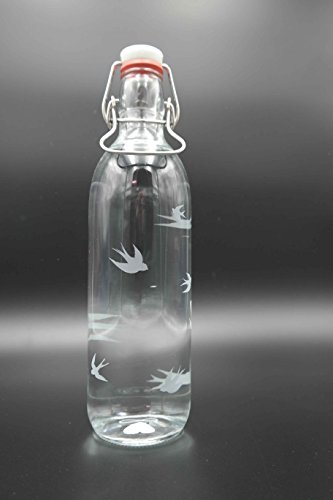 Freiglas Trinkflasche 1L Glas 100% plastikfrei Schwalbenflug Wasserflasche Glasflasche Bügelverschluss
