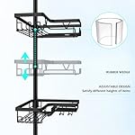 Corner Shower Caddy Tension Pole - 4 Tier Stainless Steel Rustproof Shower Corner Caddy for Bathtub Bathroom Shower Organizer Shelves Adjustable Pole 25-114.2 Inch Black - Image 2