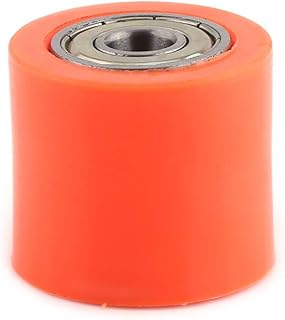 Cursor de rodillo para cadena de moto con rodamientos para cargas pesadas para vehículos todo terreno ATV para bicicleta de carretera, metal 32 x 28 mm, negro (naranja 8 mm)
