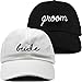 Funky Junque Unconstructed Dad Hat Bundle - 2 Pack - 1 Bride (White/Black Script) & 1 Groom (Black/White Script)