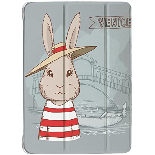 Image of DuraSafe Cases for iPad 8.3 Inch Mini 6th Gen [ Mini 6 2021 ] A2567 A2568 A2569 MK7M3HN /A MLWL3HN /A MK7R3HN /A MK7P3HN /A MLWR3HN /A MK7X3HN /A MK7V3HN /A MK893HN /A MK8E3HN /A Printed Flip Cover- Bunny Hat