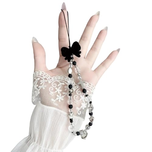 Fhkpsqkcn Elegante hecho a mano con cuentas llavero colgante móvil correa moda teléfono cuerda mujeres teléfono cordón joyería